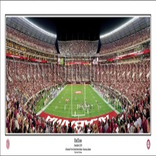 Alabama Crimson Tide Bryant Denny Stadium, Tuscaloosa, AL End Zone - NCAA 13.5x39 Panoramic Poster. Frame Dimensions 15.5x41 Deluxe Double Matt & Black "Mahogany" Wood Frame with Plexi Glass #5030