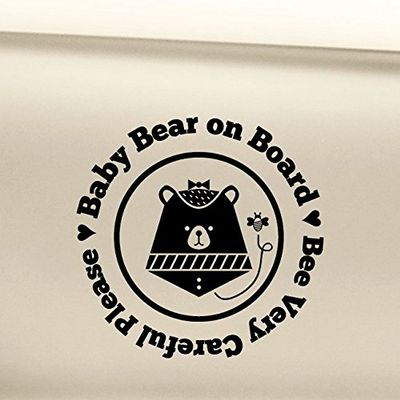 Baby Bear On Board Girl Vinyl Decal Laptop Car Truck Bumper Window Sticker - Black