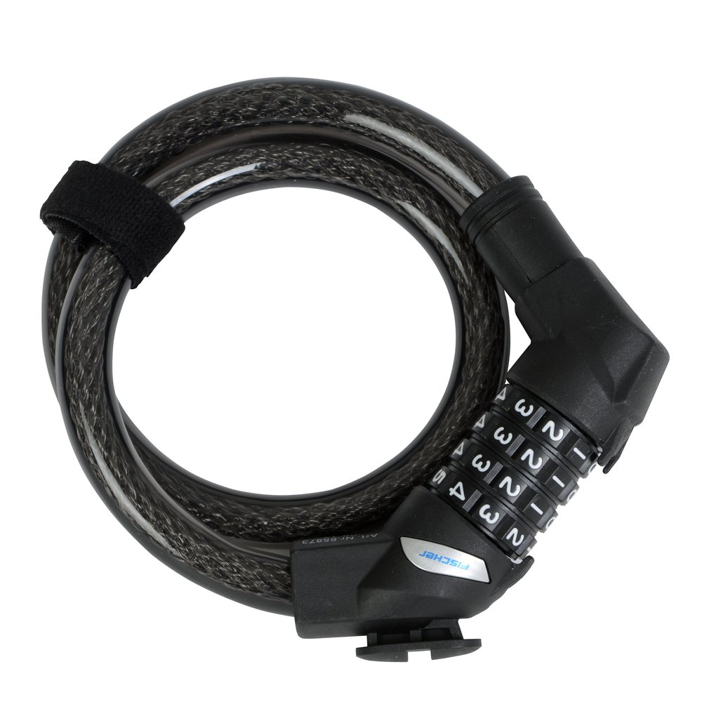 fischer 85873 Cable Lock with Number Roller, Length: 60 cm, Black