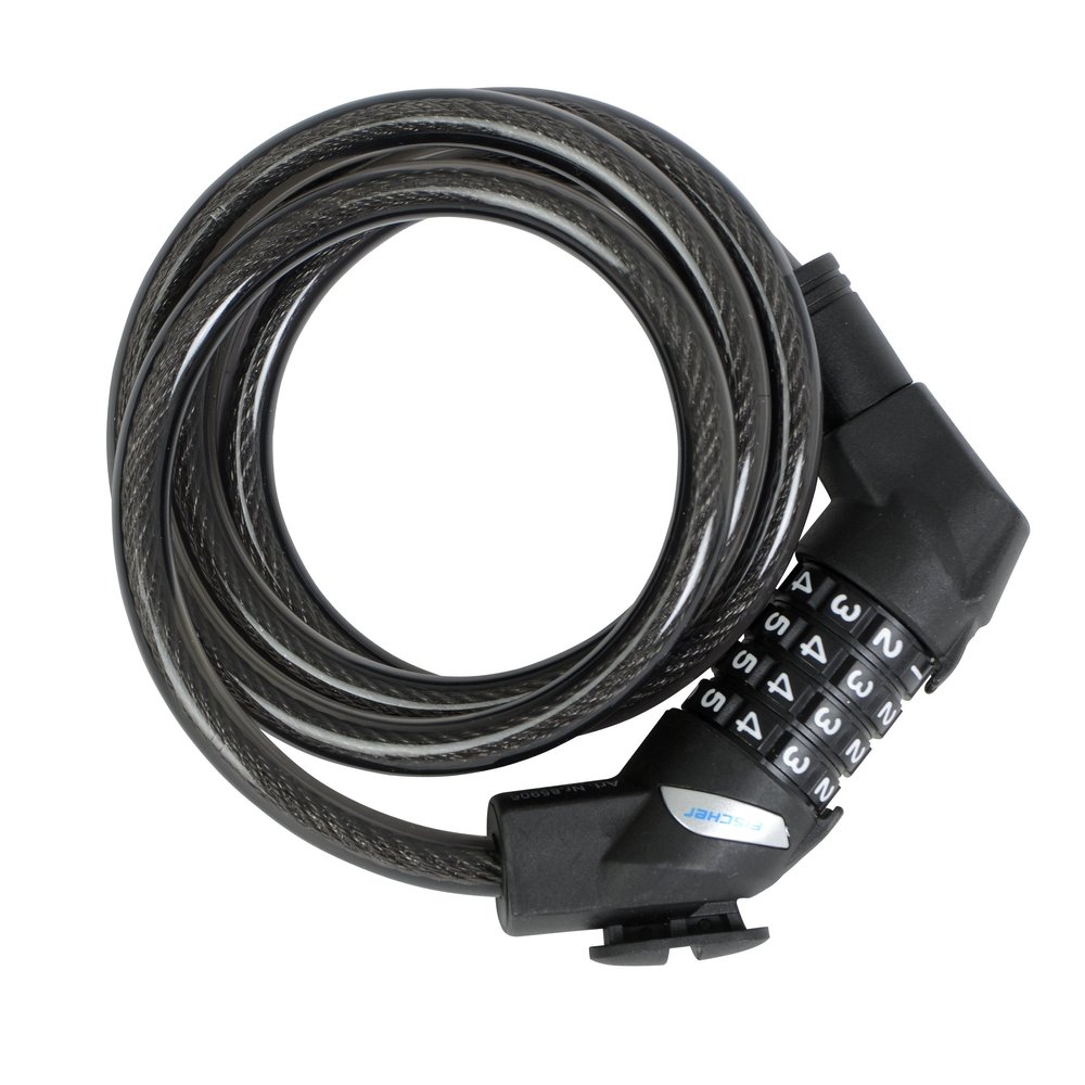 Fischer Spiral Lock Combination Bike Lock Length 120 cm Diameter 10 mm Black