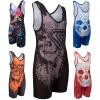 KO Sports Gear Unisex Wrestling Singlet for Adult Wrestlers - Wrestling Singlet for Men & Women - Bold Durable Uniform, Stretchy Breathable Material - Silver Skull, Adult Medium view 1