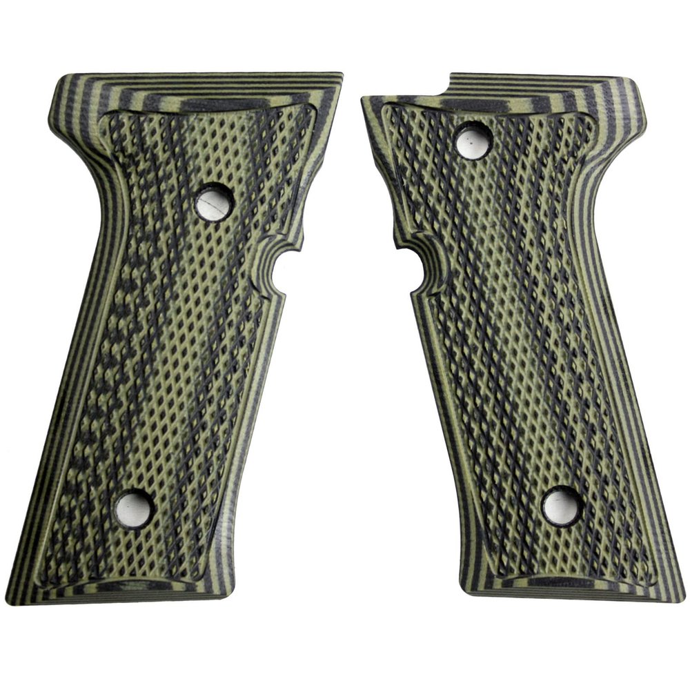 StonerCNC Full Checker G10 Grips Designed to Fit Beretta Vertec & M9A3 Will Fit Vertec Series (OD Green Black)