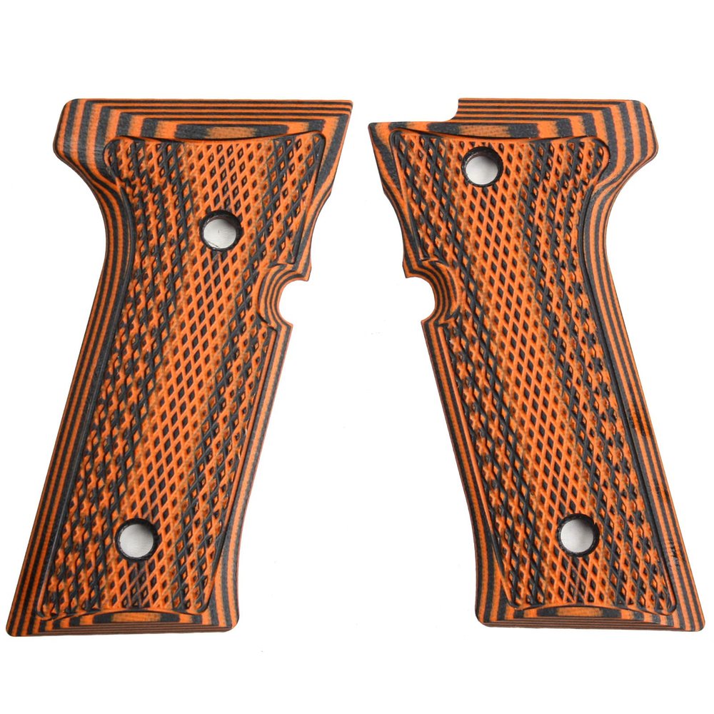 StonerCNC Full Checker G10 Grips Designed to Fit Beretta Vertec & M9A3 Will Fit Vertec Series (Orange Black)