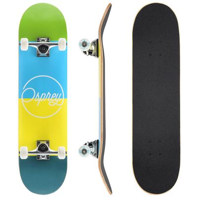 Osprey | Complete Skateboard, 31" x 8" Double Kick Skateboard for Kids and Adults, Concave Deck, Includes Grip Tape, Deck and Wheels, Blocks Multiple Designs