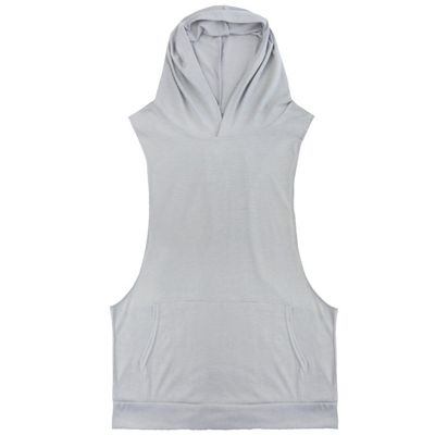 FEESHOW Men's Hooded Gym Tank Top Stringer Bodybuilding Vest Workout Muscle Shirt Grey Medium