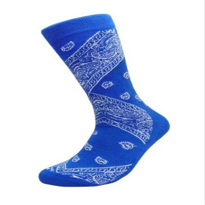 Men's Bandana Design Casual Crew Socks (Sock Size:9-13, Many Colors), Royal Blue, One Size