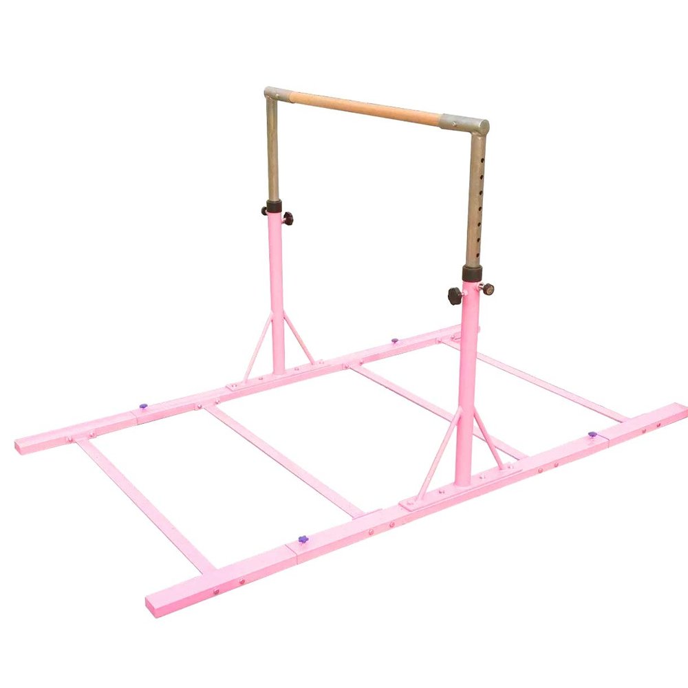 Pink 3-5 ft Heavy Duty Adjustable Gymnastics Bars - With Extensions