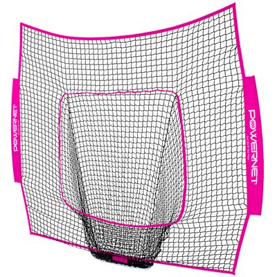 PowerNet Baseball & Softball 7x7 FT Net Replacement, Durable Baseball Screens for Batting & Pitching, Heavy Duty Knotless Netting in Team Colors, NET ONLY (Pink)