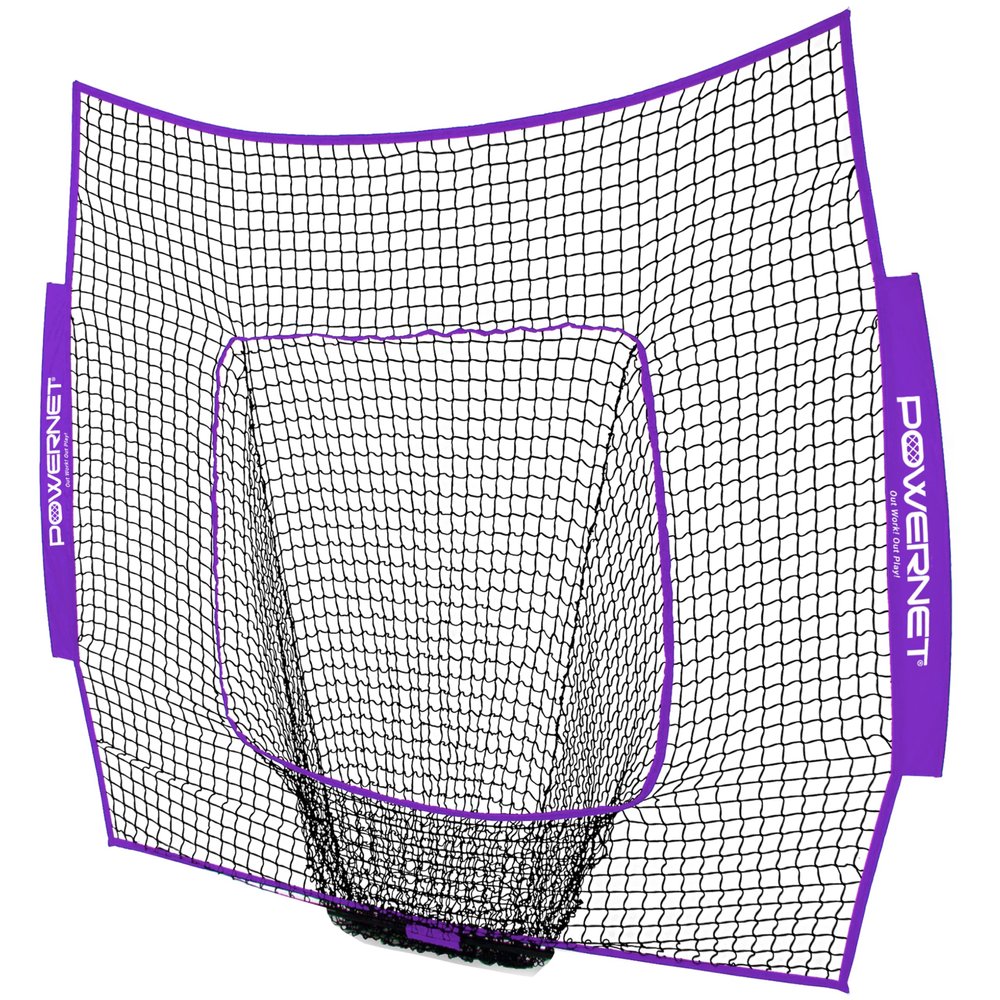 PowerNet Baseball & Softball 7x7 FT Net Replacement, Durable Baseball Screens for Batting & Pitching, Heavy Duty Knotless Netting in Team Colors, NET ONLY (Purple)
