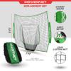 PowerNet Baseball & Softball 7x7 FT Net Replacement, Durable Baseball Screens for Batting & Pitching, Heavy Duty Knotless Netting in Team Colors, NET ONLY (Green) view 3
