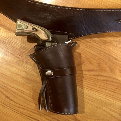 44/45 Caliber Plain Smooth Leather Cowboy Western Gun Holster and Belt (Brown, 36)
