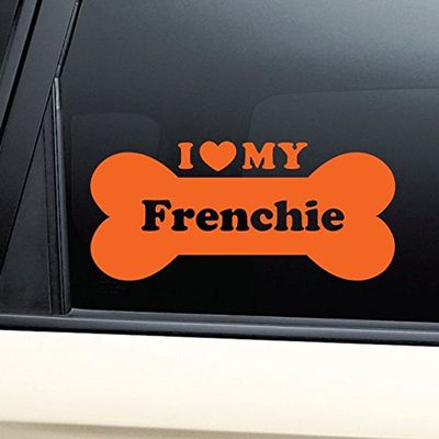 Nashville Decals I Love My Frenchie French Bulldog Vinyl Decal Laptop Car Truck Bumper Window Sticker - Orange