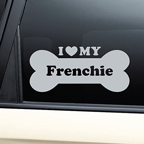 Nashville Decals I Love My Frenchie French Bulldog Vinyl Decal Laptop Car Truck Bumper Window Sticker - Gray