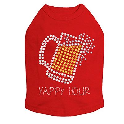 Beer Mug with Yappy Hour - Dog Tank, S Red