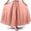 ASHER FASHION Women's Bohemian Style Elastic Waist Band Cotton Linen Long Maxi Skirt Dress (95CM, Coral) view 1