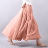 ASHER FASHION Women's Bohemian Style Elastic Waist Band Cotton Linen Long Maxi Skirt Dress (95CM, Coral) view 2