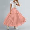 ASHER FASHION Women's Bohemian Style Elastic Waist Band Cotton Linen Long Maxi Skirt Dress (95CM, Coral) view 4