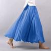 ASHER FASHION Women's Bohemian Style Elastic Waist Band Cotton Linen Long Maxi Skirt Dress (95CM, Denim Blue) view 2