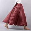 ASHER FASHION Women's Bohemian Style Elastic Waist Band Cotton Linen Long Maxi Skirt Dress (95CM, Rust Red) view 2