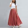 ASHER FASHION Women's Bohemian Style Elastic Waist Band Cotton Linen Long Maxi Skirt Dress (95CM, Rust Red) view 3