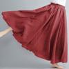 ASHER FASHION Women's Bohemian Style Elastic Waist Band Cotton Linen Long Maxi Skirt Dress (95CM, Rust Red) view 4