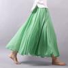 ASHER FASHION Women's Bohemian Style Elastic Waist Band Cotton Linen Long Maxi Skirt Dress (95CM, Fruit Green) view 2