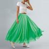 ASHER FASHION Women's Bohemian Style Elastic Waist Band Cotton Linen Long Maxi Skirt Dress (95CM, Fruit Green) view 4
