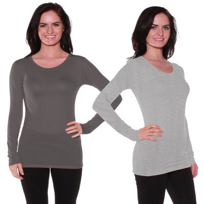 Active Basic Athletic Fitted Plain Long Sleeves Round Crew Neck T Shirt Top
