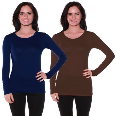 Active Basic Athletic Fitted Plain Long Sleeves Round Crew Neck T Shirt Top
