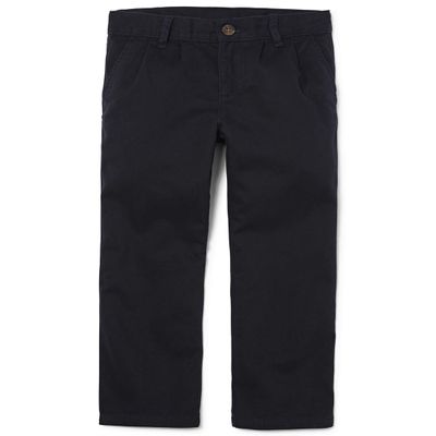 The Children's Place Boys' Uniform Pleated Chino Pants, New Navy, 4 slim