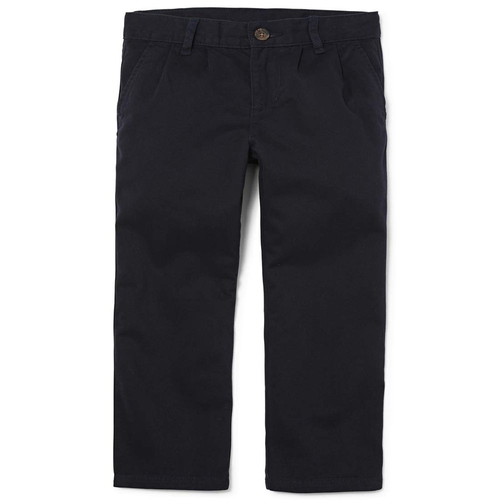 The Children's Place Boys' Uniform Pleated Chino Pants, New Navy, 4 slim