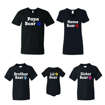 Fasciino PAPA Mama Brother Sister Little Bear Family Matching T-Shirts