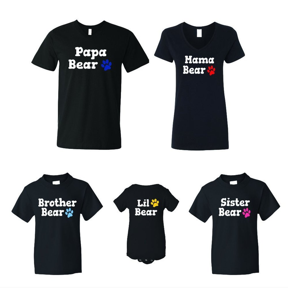 Fasciino PAPA Mama Brother Sister Little Bear Family Matching T-Shirts
