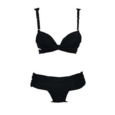 Polovi Women's Swimsuit Brazilian Bikini Bathing Suit Bandage Swimwear Black (US SIZE(2-4))
