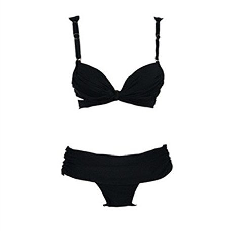 Polovi Women's Swimsuit Brazilian Bikini Bathing Suit Bandage Swimwear Black (US SIZE(2-4))