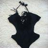 Polovi Women's Swimsuit V-Neck Tassel Bandage Bikini Swimwear Bathing Suit Black (US Size(2-4)) view 2