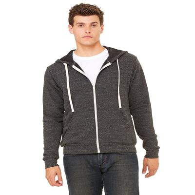 Bella Unisex Sponge Fleece Full-Zip Hoodie, Charcoal-Black Triblend, Medium