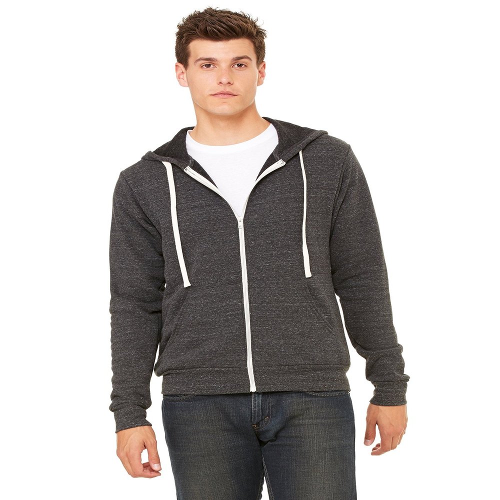 Bella Unisex Sponge Fleece Full-Zip Hoodie, Charcoal-Black Triblend, Medium