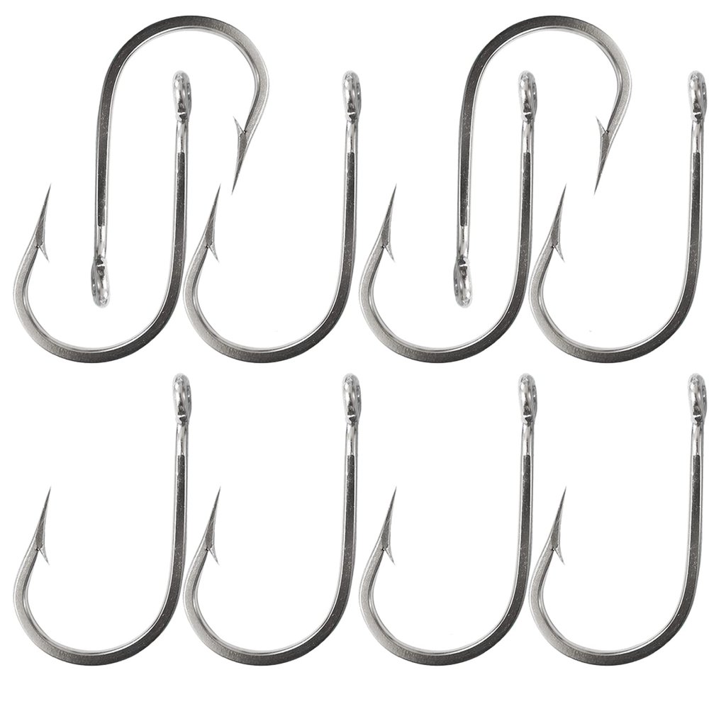 10pcs Fish WOW! 7691S Big Game Southern Tuna Stainless Steel Hook Size 10/0
