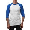 Pro Club Men's 3/4 Sleeve Crew Neck Baseball T-Shirt, White/Royal Blue, Small (Discontinued) view 1