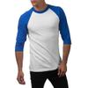 Pro Club Men's 3/4 Sleeve Crew Neck Baseball T-Shirt, White/Royal Blue, Small (Discontinued) view 3