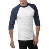 Pro Club Men's 3/4 Sleeve Crew Neck Baseball T-Shirt, White/Navy, 3X-Large view 4