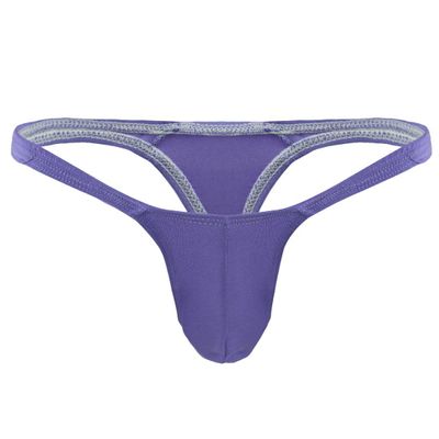FFESHOW Men's Smooth Bikini Pouch Underwear G String Thongs Purple One Size