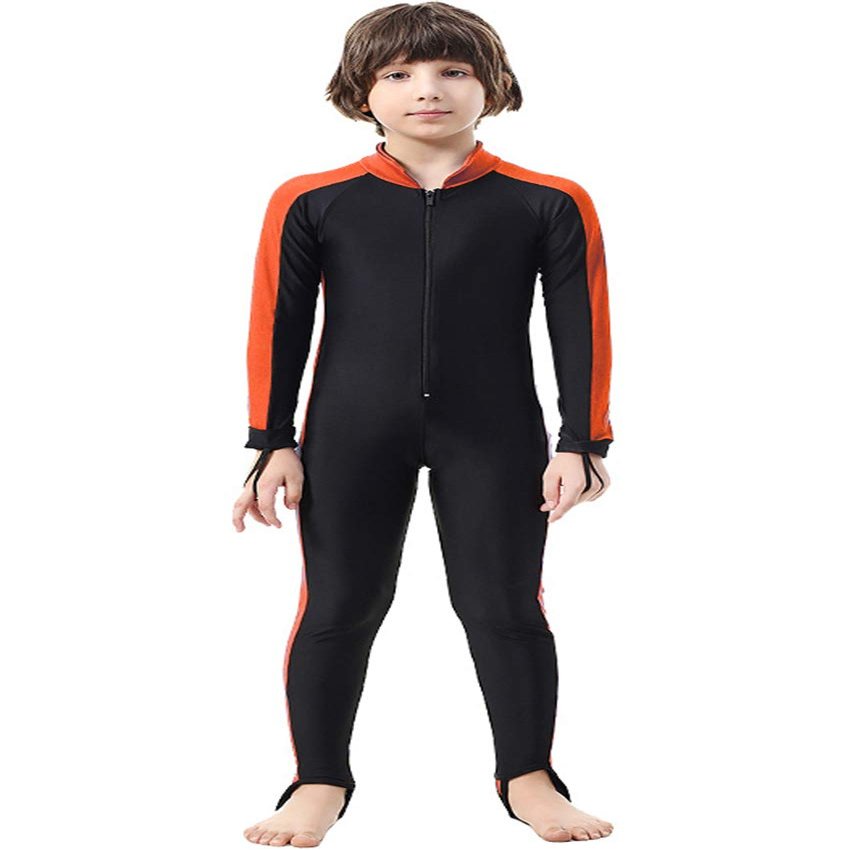 Labelar Kids Sunsuit Long Sleeve Swimwear One-Piece Bodysuit Swimsuit Orange