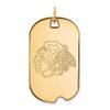 10k Yellow Gold NHL Chicago Blackhawks Large Dog Tag Pendant view 1