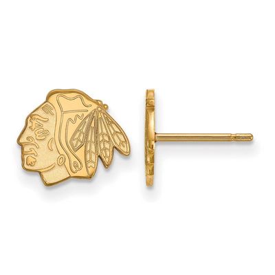 LogoArt 10k Yellow Gold NHL Chicago Blackhawks XS Post Earrings