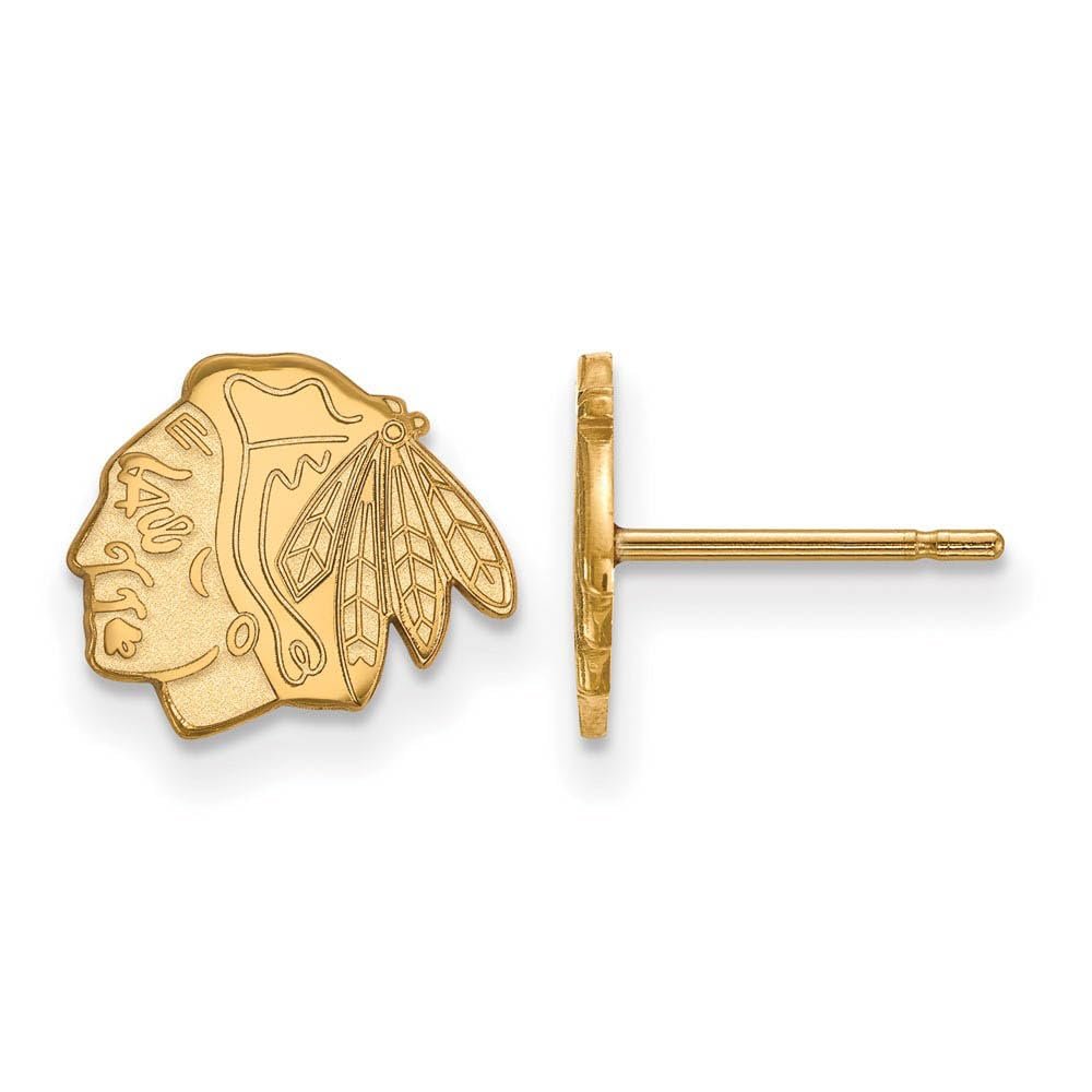 LogoArt 10k Yellow Gold NHL Chicago Blackhawks XS Post Earrings