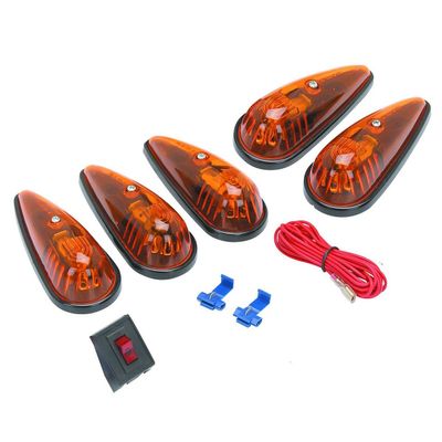 Haul Master (Set of 5) 5-1/2 in. Amber Teardrop Cab Light Kit Trucks Vans Pickups Semis RVs Boat