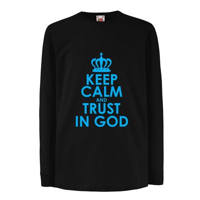 lepni.me Kids T Shirt Trust in God Jesus Christ Loves You Christian Clothing (3-4 Years Black Blue)