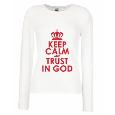 lepni.me Women's T Shirt Trust in God Jesus Christ Loves You Christian Clothing (XL White Red)